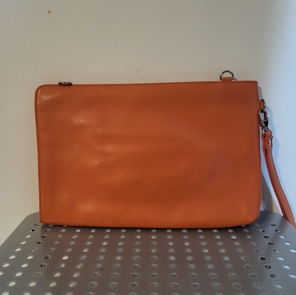 NWOT DANIER Orange Leather  Clutch/Wristlet/Crossbody - Picture 2 of 5